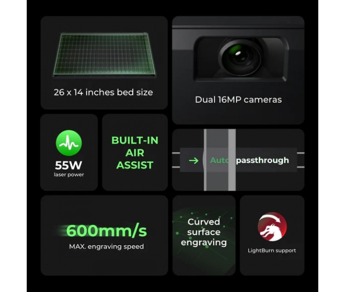 xTool P2 55W: cortador láser CO2 de mesa versátil