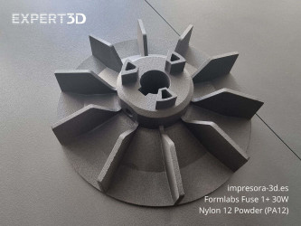 Impulsor impresso em 3D SLS com Formlabs Form Fuse 1+ 30W - Nylon 12 Powder (PA12)