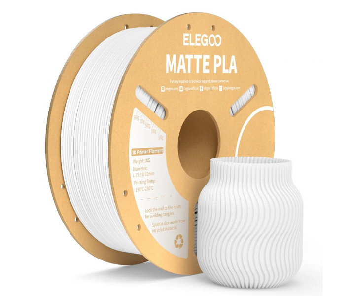 Filamento ELEGOO PLA Matte 1,75 mm 1 kg Blanco