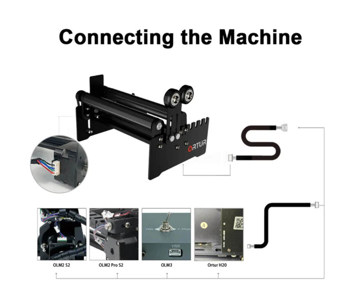 Rodillo giratorio Ortur DIY Rotary Roller YRR2.0 para grabado cilíndrico