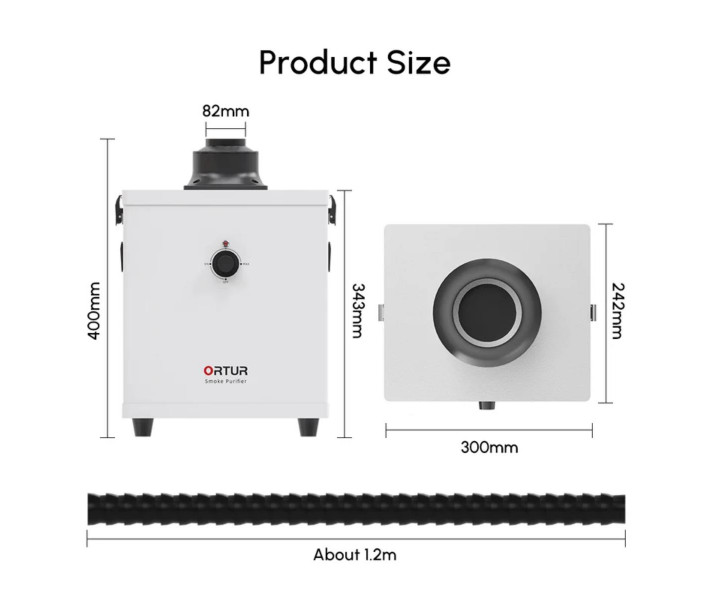 Purificador de humo Ortur 1.0 para máquina grabadora láser