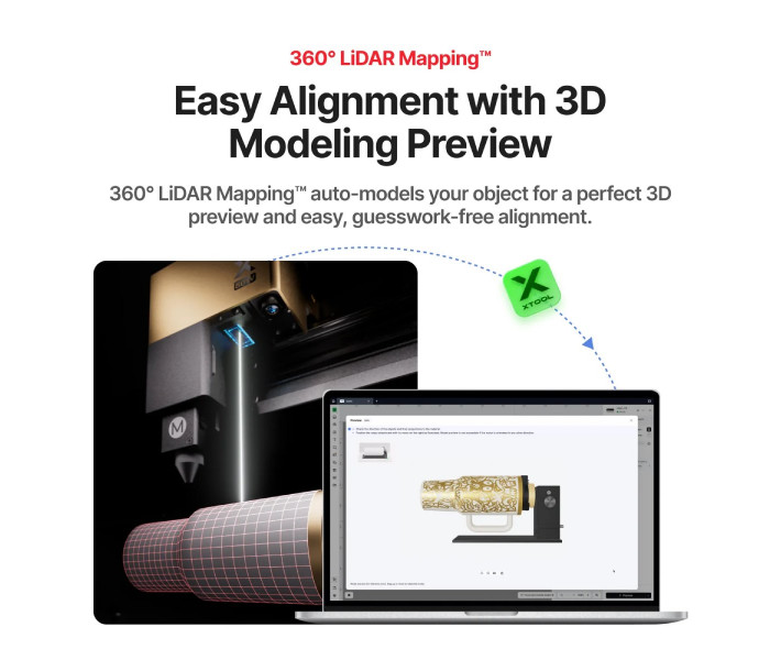Eje giratorio xTool RA3 para grabadores láser