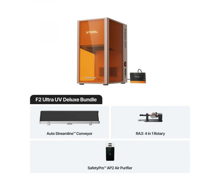 Pack xTool F2 Ultra UV 5W Deluxe – Kit de Grabado UV Profesional Completo