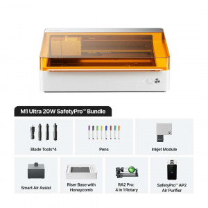 M1 Ultra 20W – 4-in-1 Multi-Functional Laser Cutter and Engraver (SafetyPro Bundle)