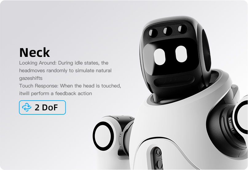 Primer plano de la cabeza del robot AgiBot X2 con ojos digitales interactivos en una pantalla negra y sensores.