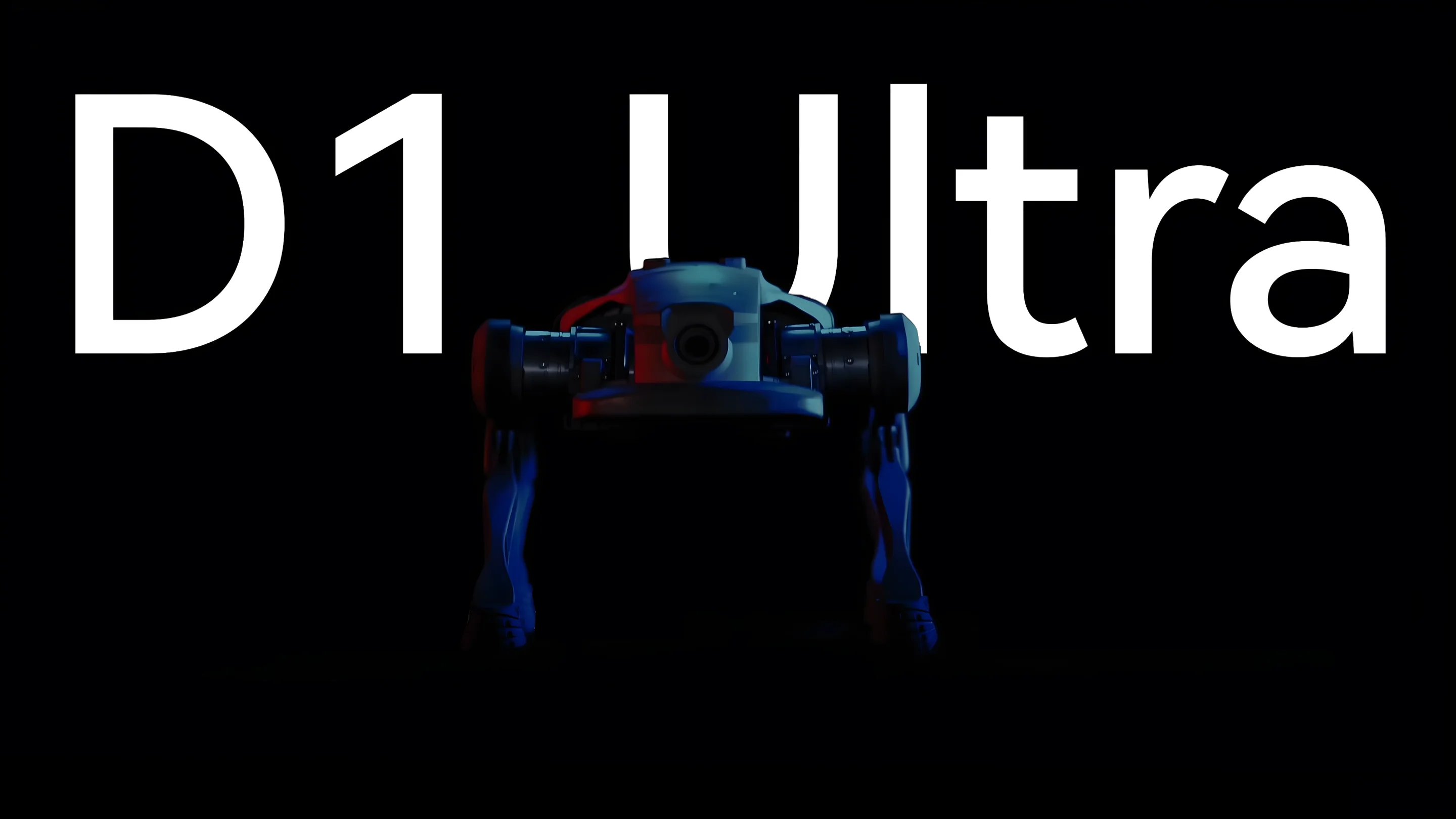 El robot AgiBot D1 Ultra se mantiene sobre sus cuatro extremidades frente a la cámara, sobre un fondo negro con una gran inscripción D1 Ultra