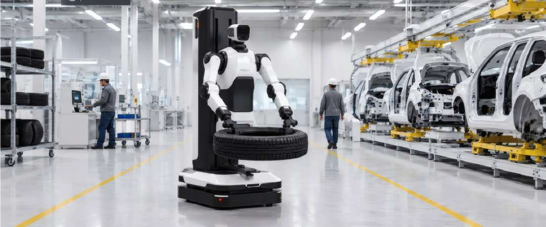 AgiBot G2 Max переміщує вантажі на заводі з виробництва автомобілів