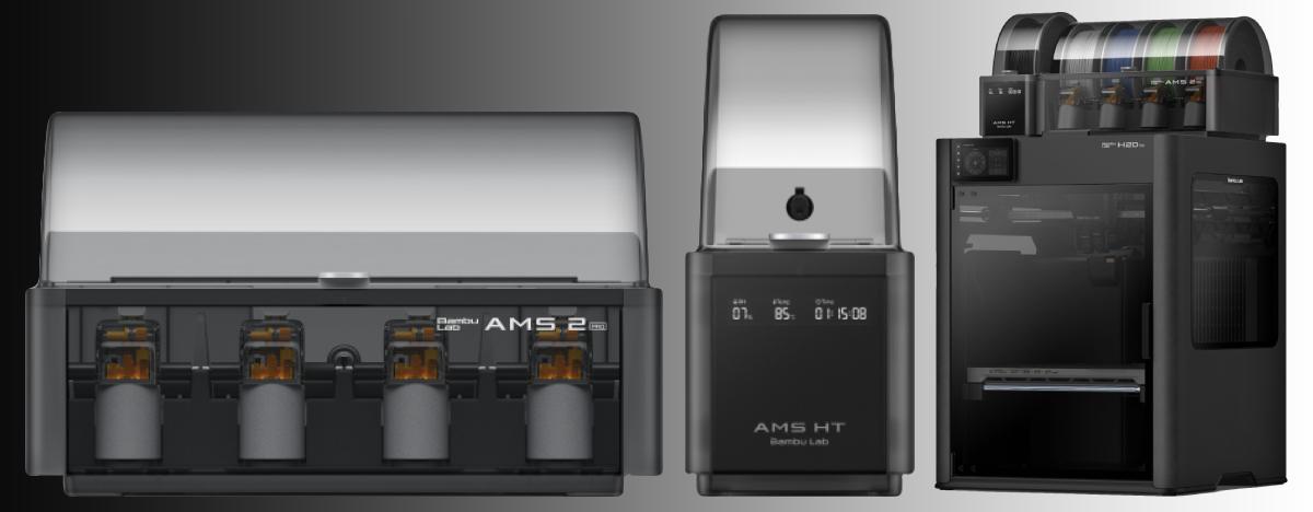 Impresora 3D Bambu Lab H2D Pro con sistema AMS