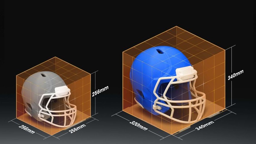 Impresora 3D Bambu Lab H2S Combo con un volumen de construcción de 340 × 320 × 340 mm³, que es un 120% más grande que el X1 Carbon, permitiendo imprimir piezas grandes de una sola vez.