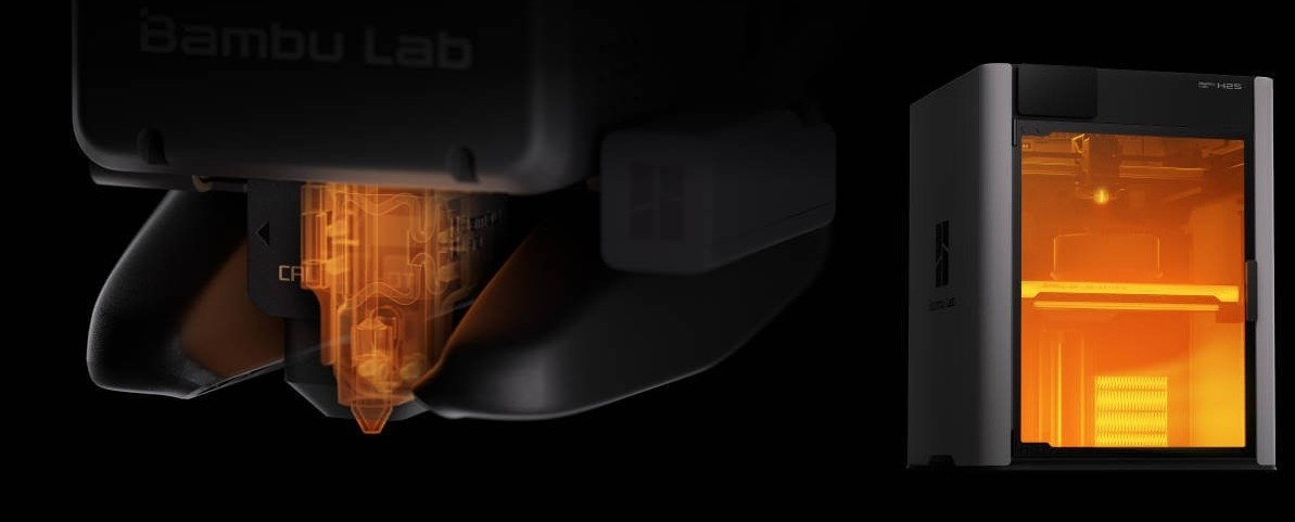 Hotend mejorado y cámara calefactada Hoten de alta temperatura y cámara con calentamiento activo Bambu Lab H2S Full Laser Combo