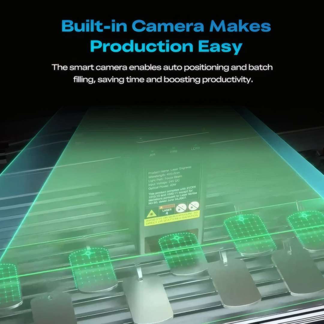 Visualización del posicionamiento automático por cámara integrada del Falcon2 Pro S con superposición verde de detección de múltiples objetos sobre la mesa para relleno por lotes