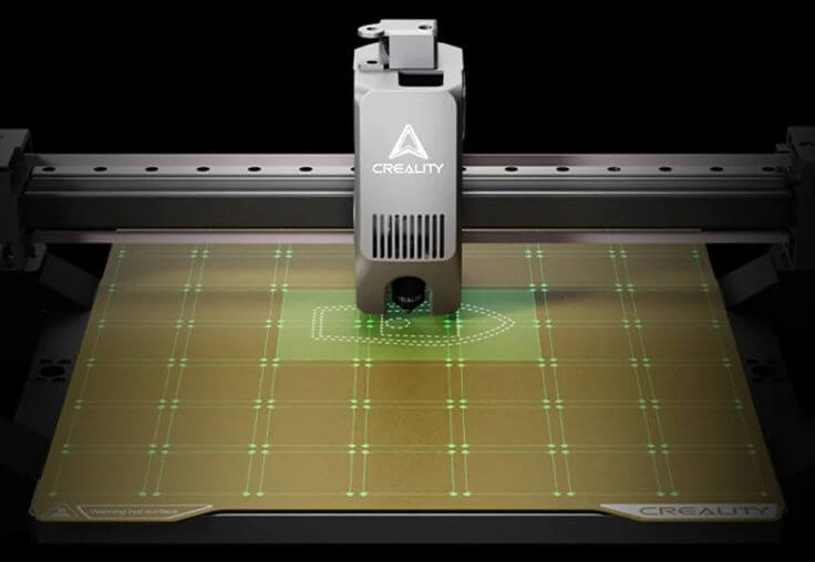 Sistema de nivelación automática inteligente sondeando una pequeña área de la cama.