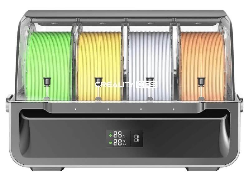 Primer plano de una unidad del Sistema de Filamentos de Creality (CFS).