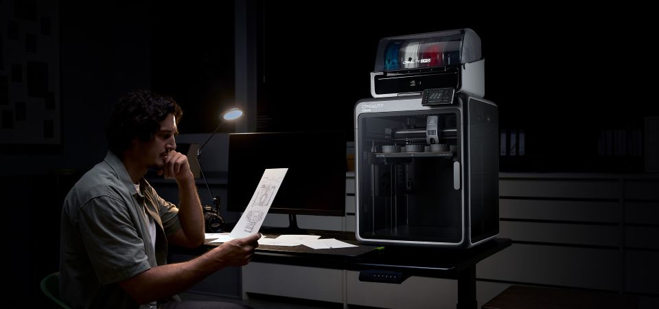 La Creality K2 Pro funcionando silenciosamente en un espacio de trabajo profesional.