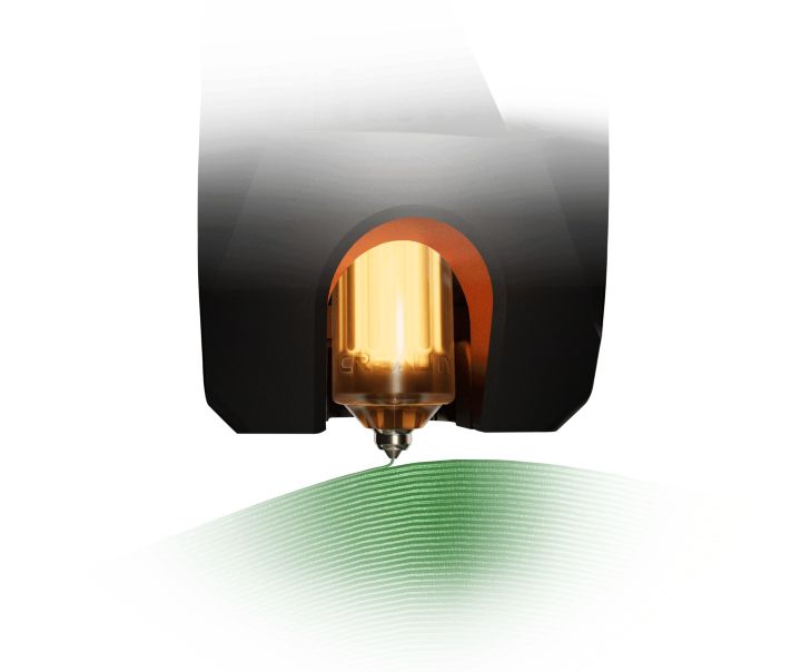 Vista detallada del hotend de alto caudal de 40 mm³/s.