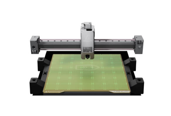 El sistema de nivelación automática inteligente sondeando la placa de construcción para realizar ajustes.