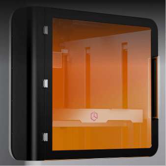 Vista interior de la cámara calefactada activamente de la CreatBot D1000 Pro HS con aislamiento interno, manteniendo temperaturas estables de hasta 80°C para impresiones grandes.