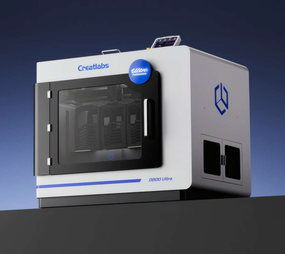 Impresora 3D cerrada Creatlabs D800 Ultra con puertas frontales de cristal y panel de control