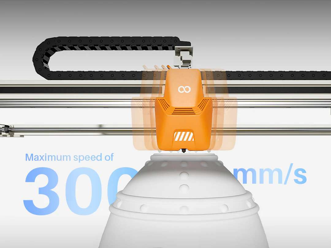 Velocidad de impresión industrial de 300 milímetros por segundo