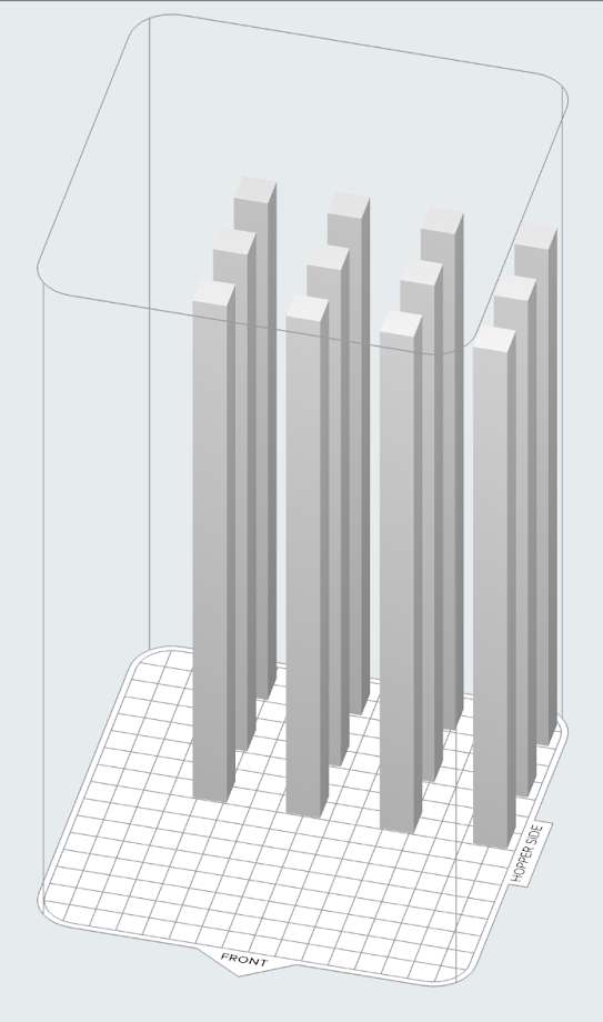 Geometrías de modelos que se benefician del envejecimiento del polvo antes del primer ciclo con Nylon 12 White