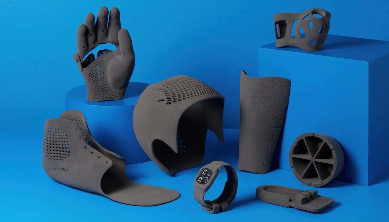 Casco de remodelación craneal y férula de pulgar impresos en Formlabs TPU 90A Powder — dispositivos médicos personalizados seguros para la piel