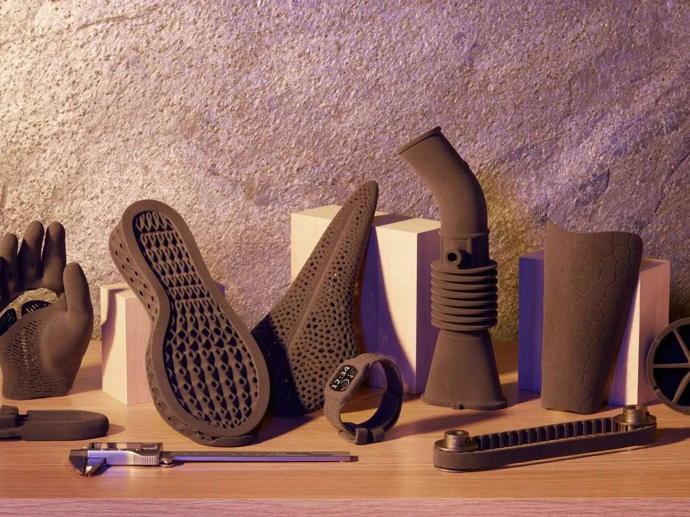 Encaje protésico flexible y componentes ortésicos impresos en Formlabs TPU 90A Powder — piezas elastoméricas duraderas y seguras para la piel