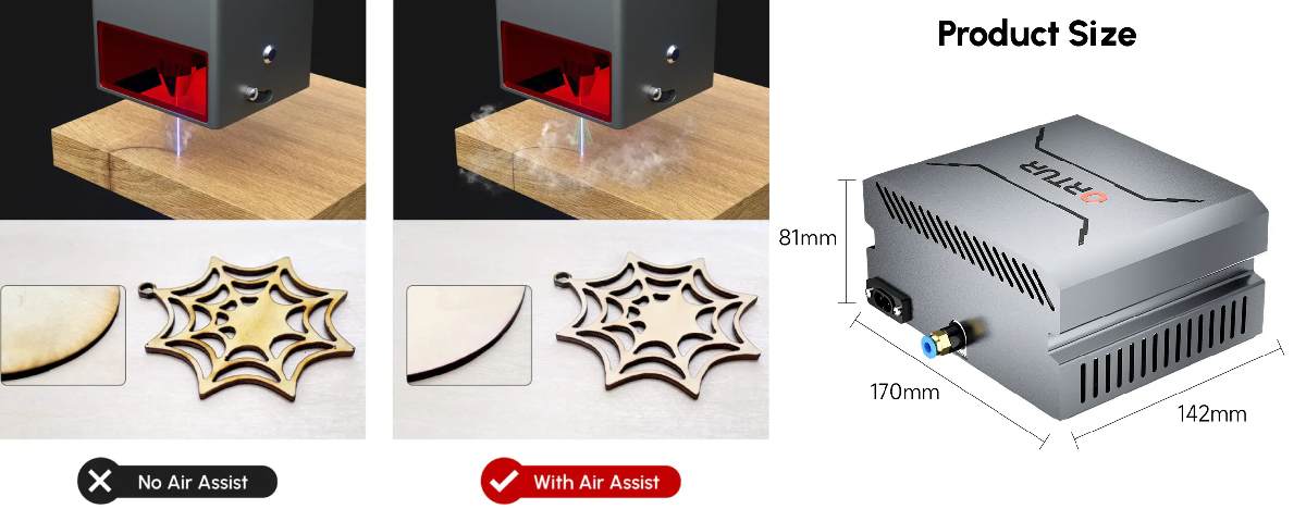 Ortur OAP1.0 bomba de aire para grabadora, ventajas
