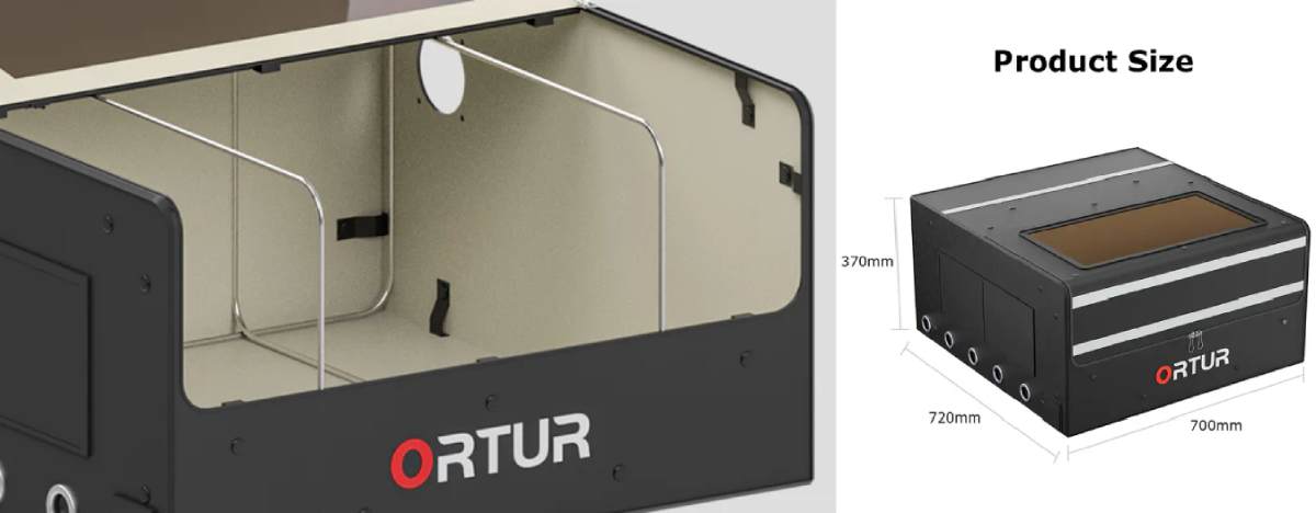 Parámetros de la carcasa protectora para grabadoras láser Ortur 2.0