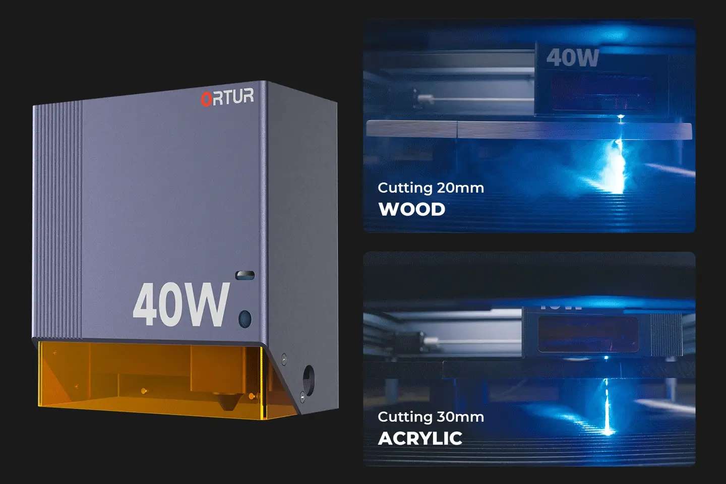 Ortur H20 40W: Módulo Láser de Potencia Óptica de 40 Vatios para Corte Profundo y Grabado Intricado