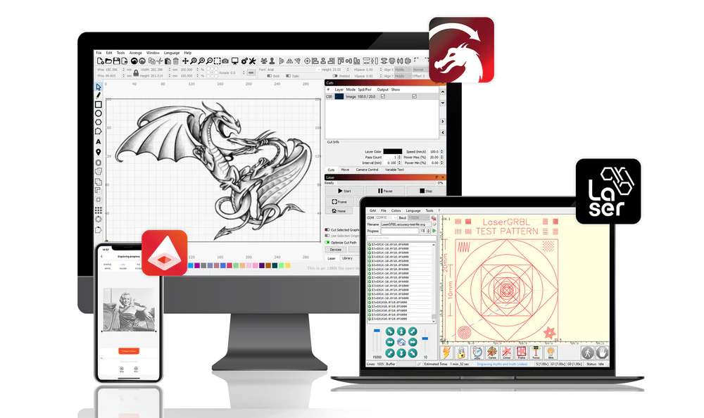 Ortur H20 40W Compatibilidad con software LightBurn, LaserGRBL e Inspiraesth