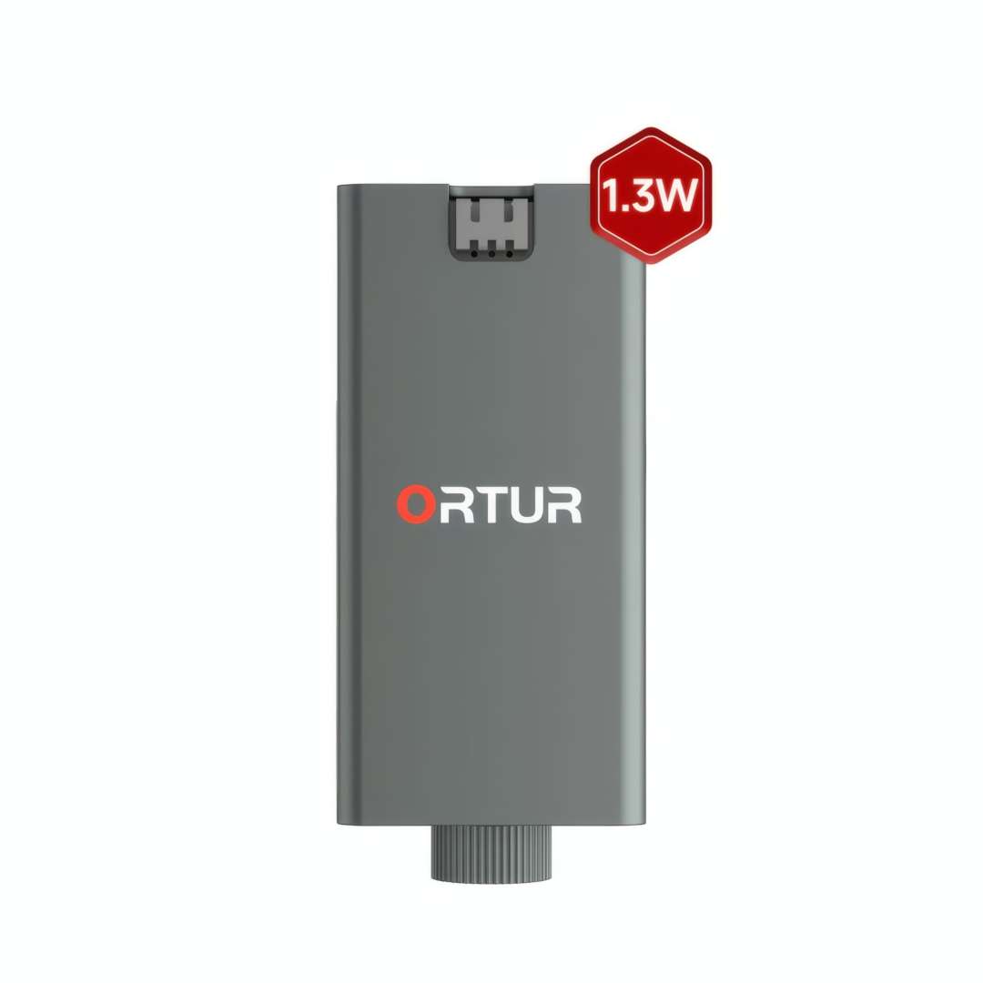 Módulo láser Ortur de 1,3W con puerto de conexión y pomo de enfoque ajustable, carcasa de aluminio gris