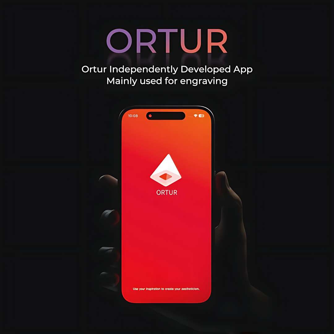 Ortur mobile application interface displayed on smartphone screen for engraving design creation and control