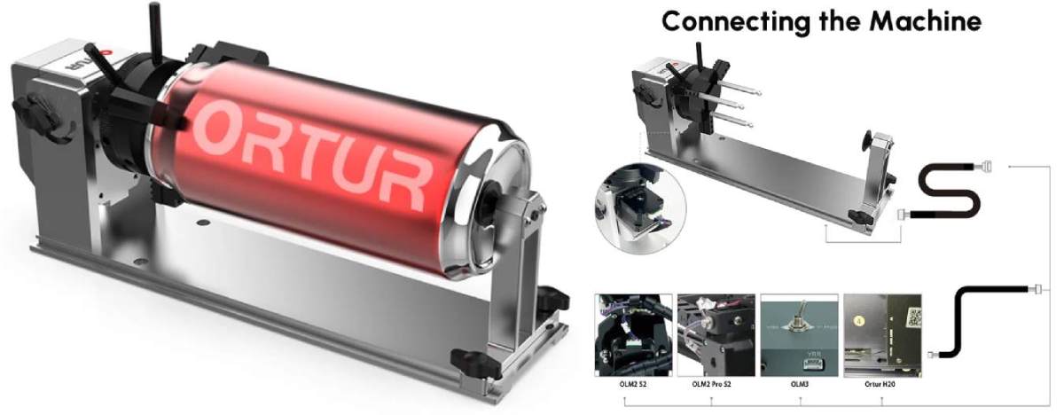 Mandril giratorio Ortur YRC 1.0 con eje Y para grabadoras láser, foto
