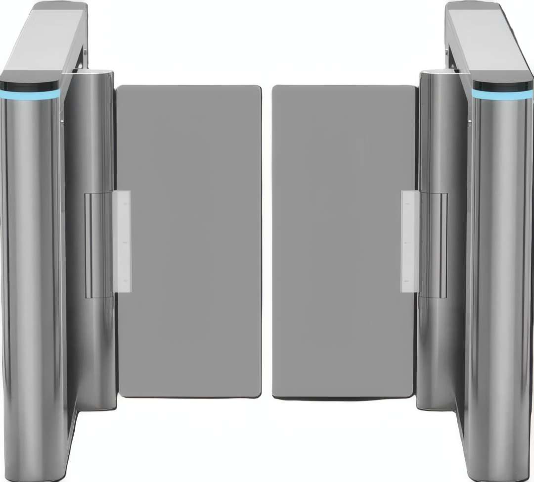Torniquetes electrónicos de barrera de paletas en acero inoxidable compatibles con la integración IoT del PUDU MT1 Vac para limpieza autónoma en zonas de acceso controlado