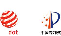 Logotipos de los premios de diseño Red Dot y China Design Silver ganados por el escáner SimScan 42 Gen2.