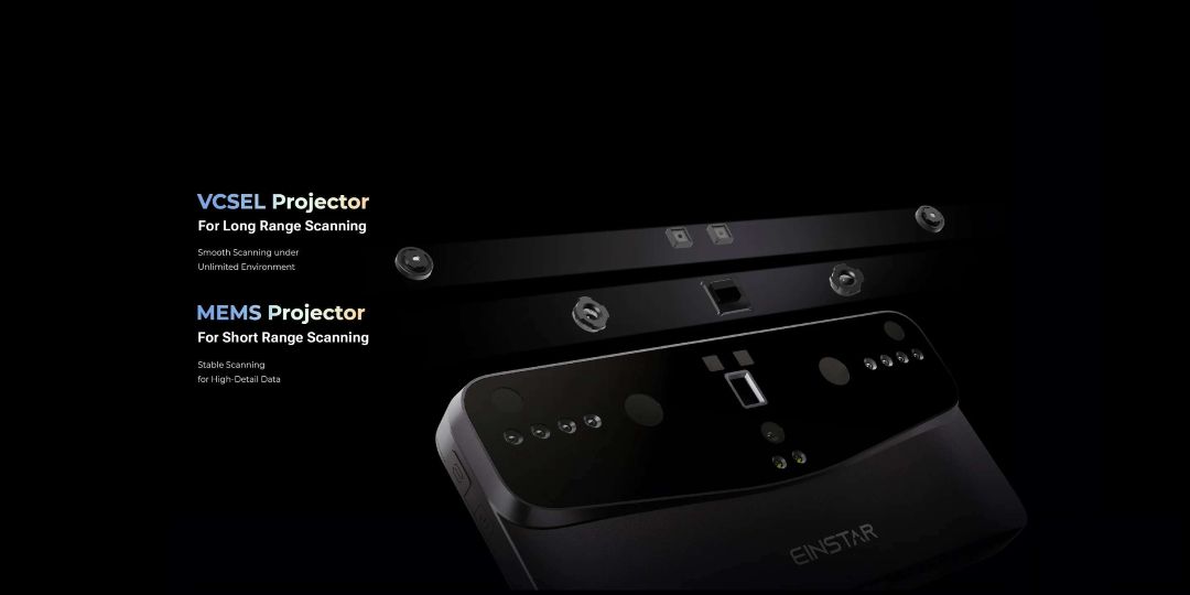 EinStar Vega con doble proyector VCSEL y MEMS para escaneo 3D a larga y corta distancia