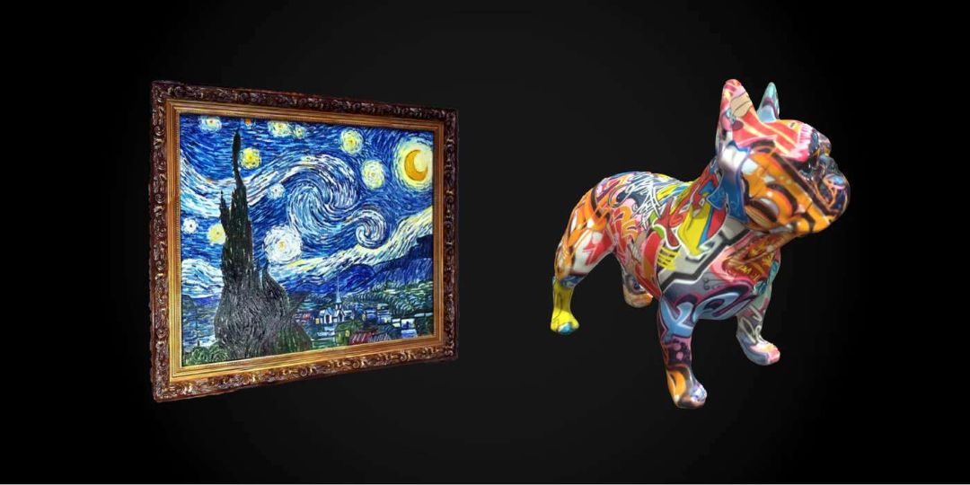 Cámara RGB de 48 MP del EinStar Vega capturando texturas de color realistas sobre obra pictórica y figura decorativa