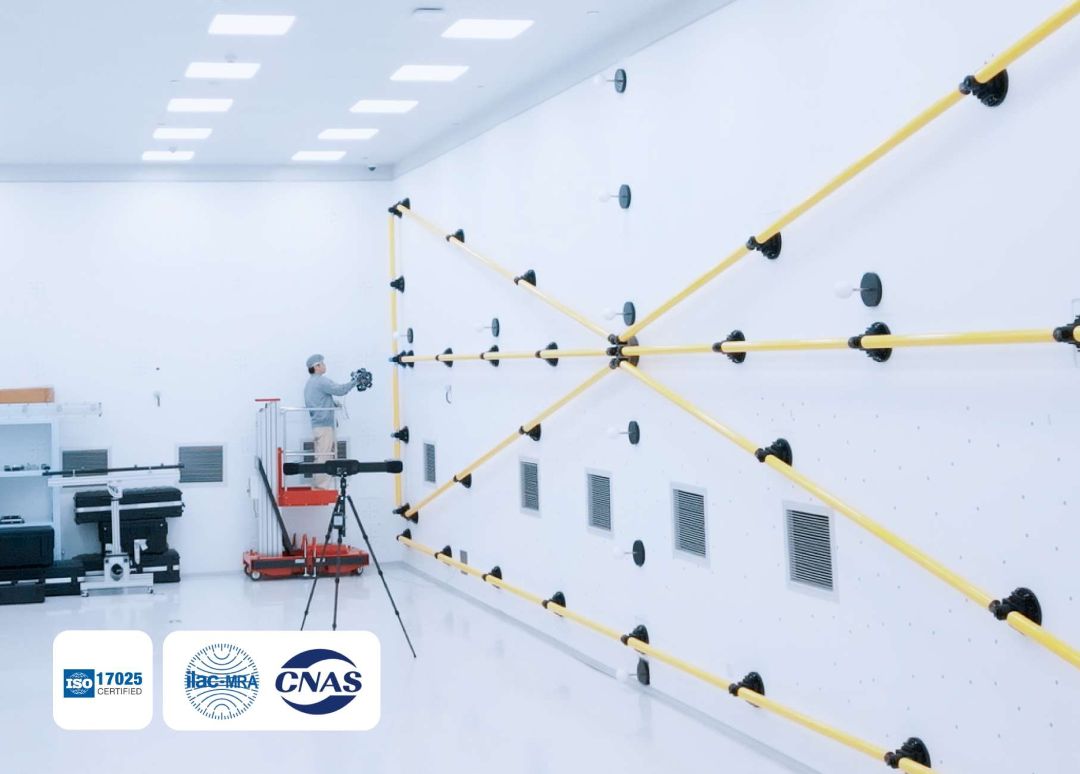 Laboratorio de precisión SHINING3D acreditado ISO/IEC 17025 por CNAS con equipos de referencia metrológica utilizados para certificar la precisión del FreeScan Omni