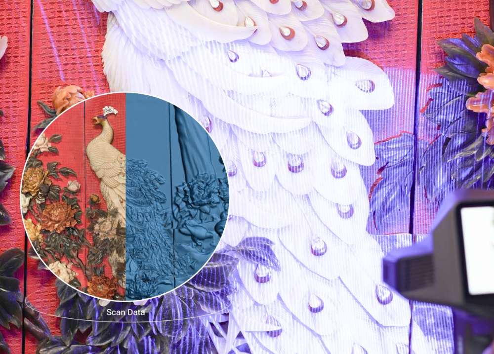 Modo Láser HD del EinScan Libre: 101 líneas láser azules con resolución de 0,05 mm entre puntos