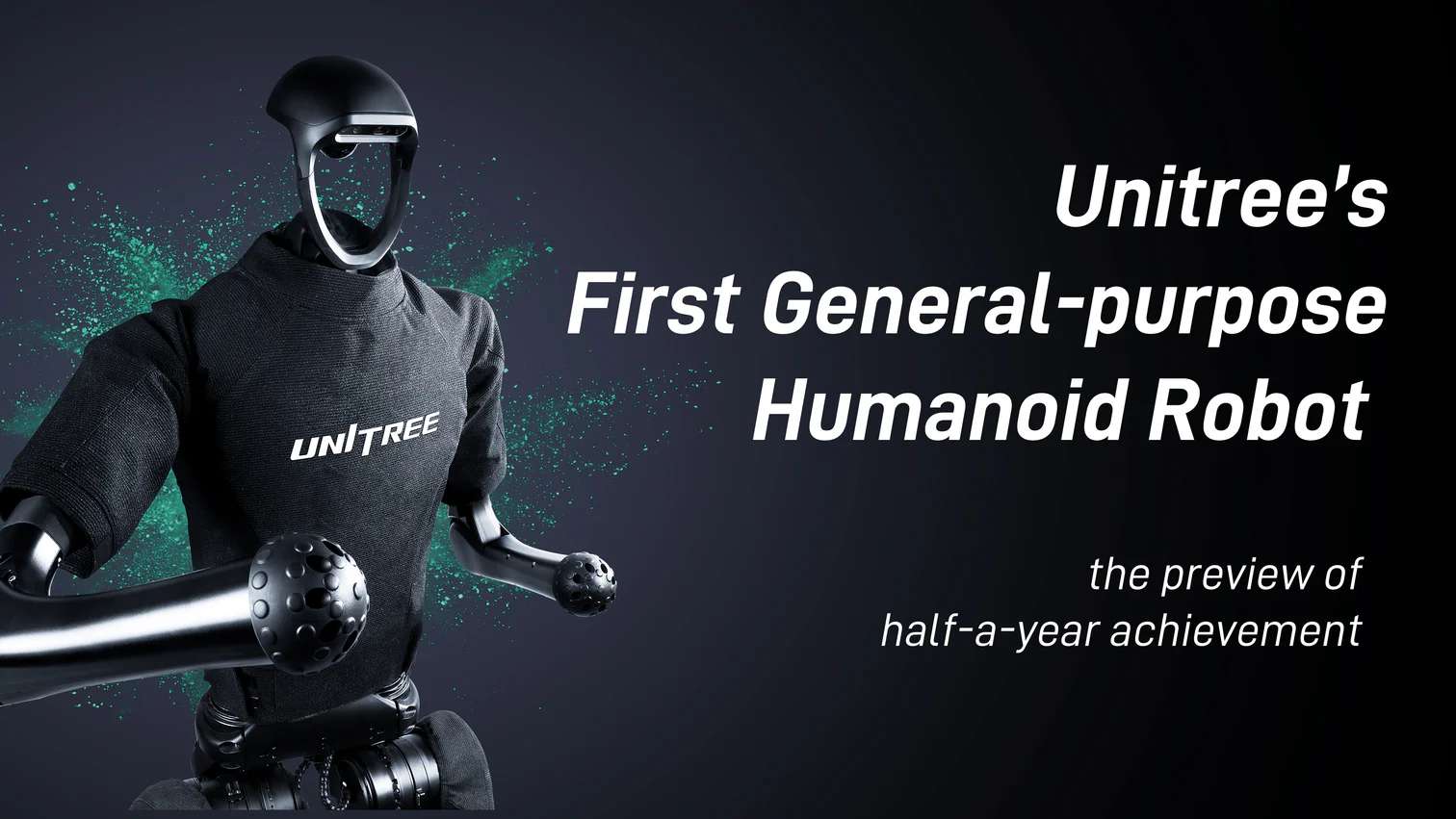 Robot humanoide Unitree H1-2 en vista frontal, mostrando su diseño avanzado y postura estable.