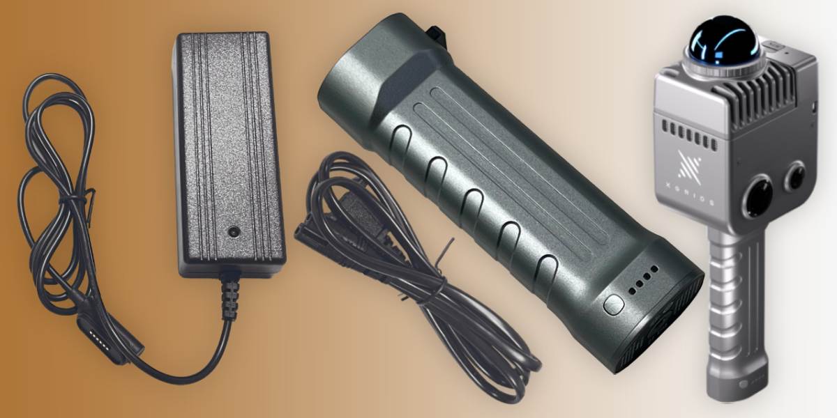 Batería portátil XGRIDS K1 con cargador, foto con el escáner