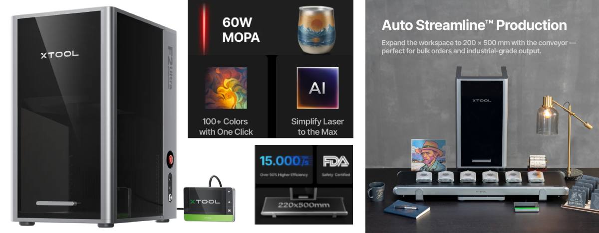xTool F2 Ultra (single) Deluxe Bundle – amplias posibilidades con el kit completo de grabado