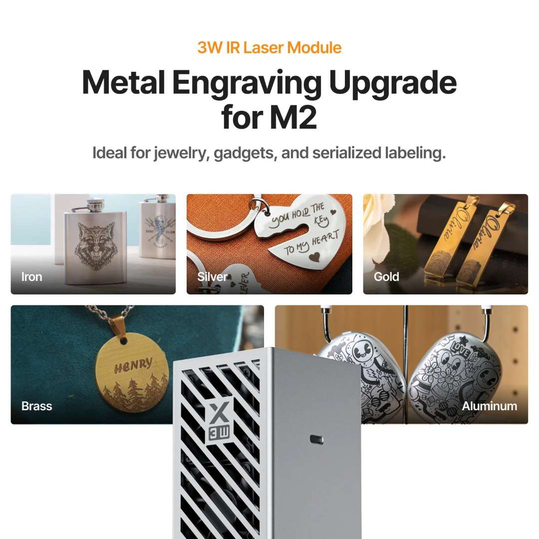 Módulo láser IR de 3 W para grabadora M2, compatible con hierro, plata, oro, latón y aluminio