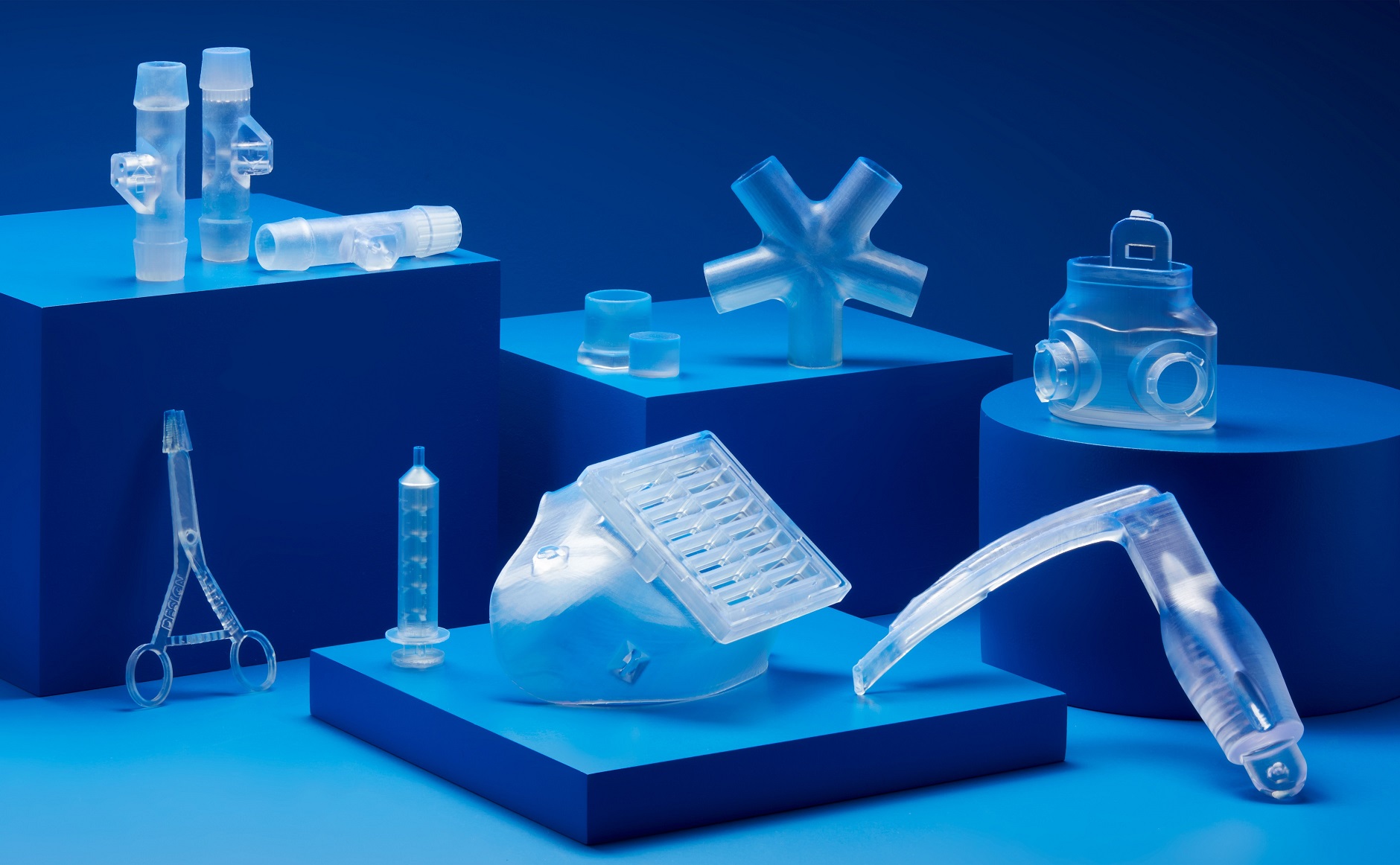 Ejemplos de piezas médicas impresas con BioMed Clear