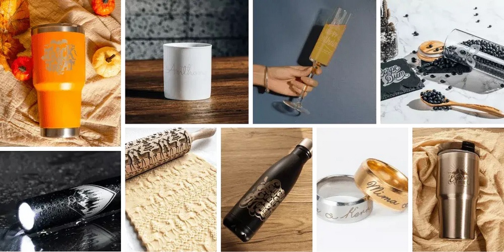 Grabado rotatorio en diversos materiales con un diámetro de hasta 105 mm