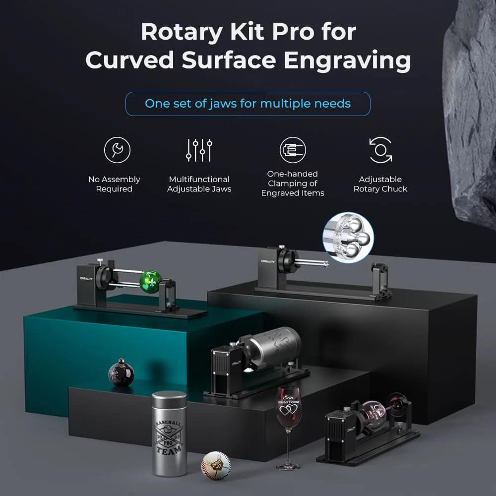 Key features of the Rotary Kit Pro for curved surfaces engraving