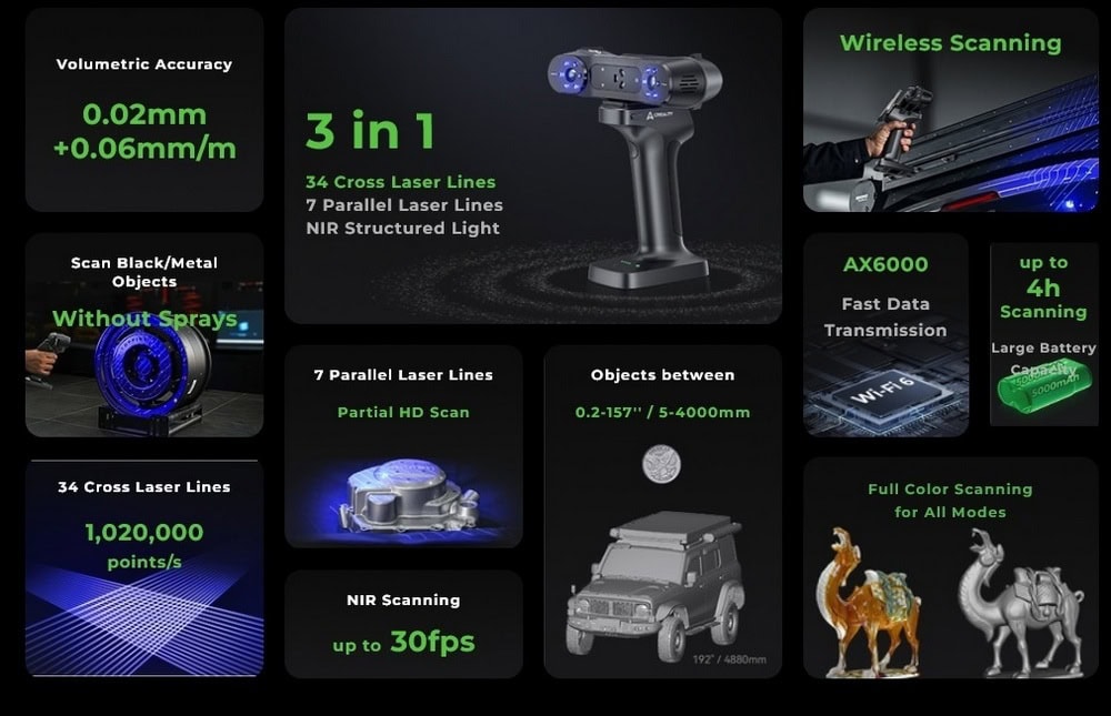 Comprar Creality RaptorX: escáner 3D portátil profesional