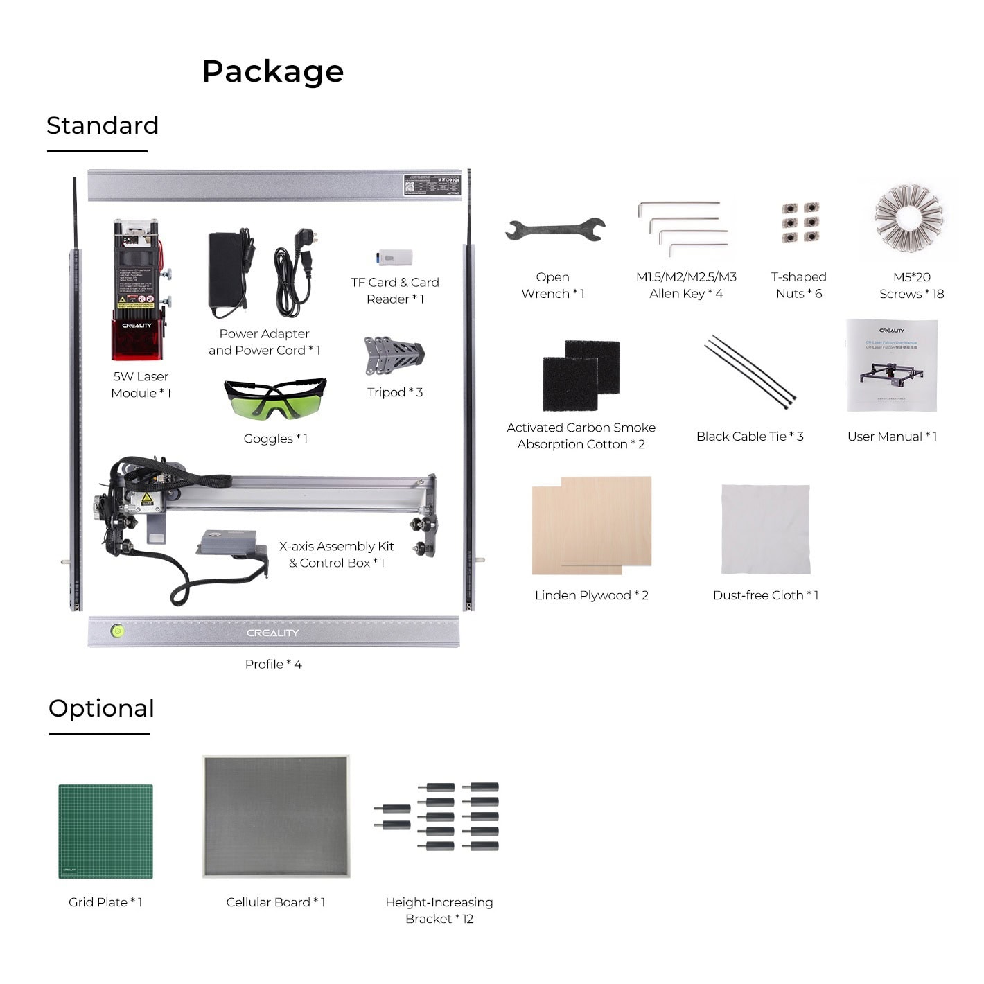 Grabadora Láser Creality CR-Laser Falcon 5W - ¿Qué hay en la caja?