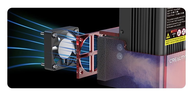 Grabadora Láser Creality Falcon 5W con ventilador incorporado que purifica el aire
